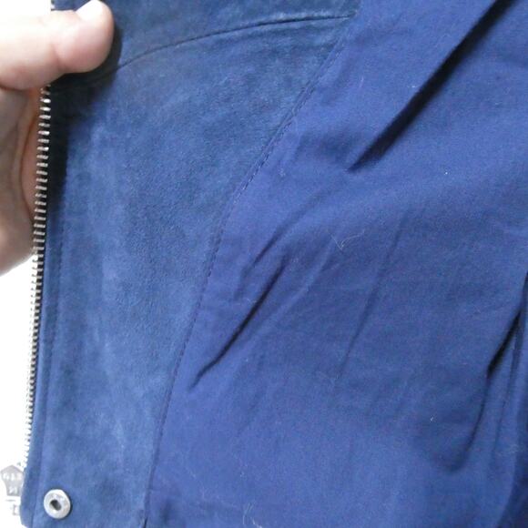 BcBGeneration women's XS navy blue suede leather moto Jacket zipper‎ cuff - Picture 7 of 10